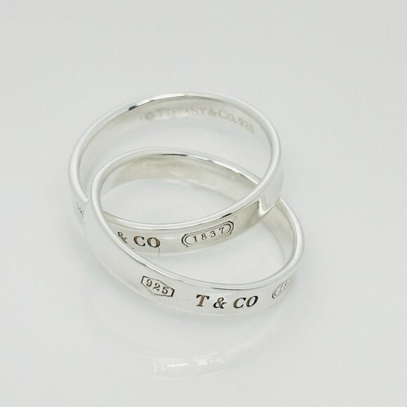Size 7 Tiffany & Co 1837 Interlocking Double 2 Band Rolling Ring Mens Unisex - Picture 3 of 7